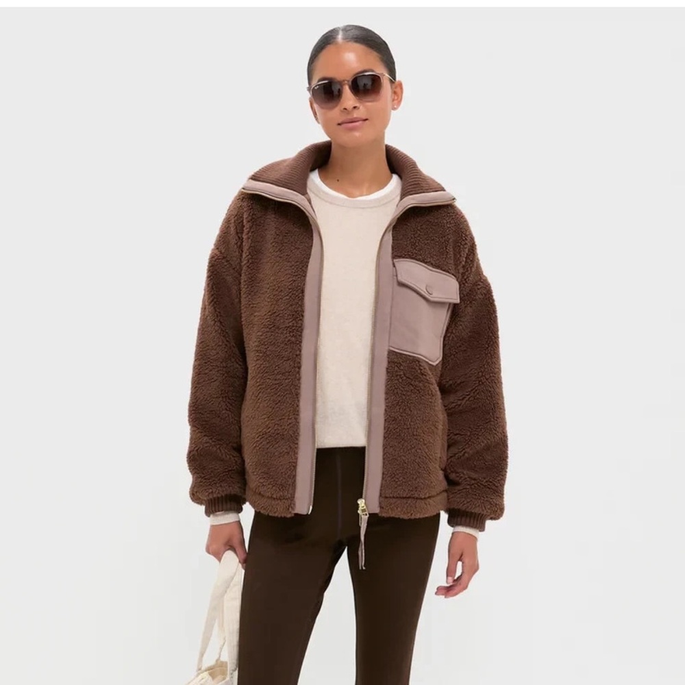 NWOT Varley Lowell Faux Shearling Jacket Carafe Women's Size Medium $228